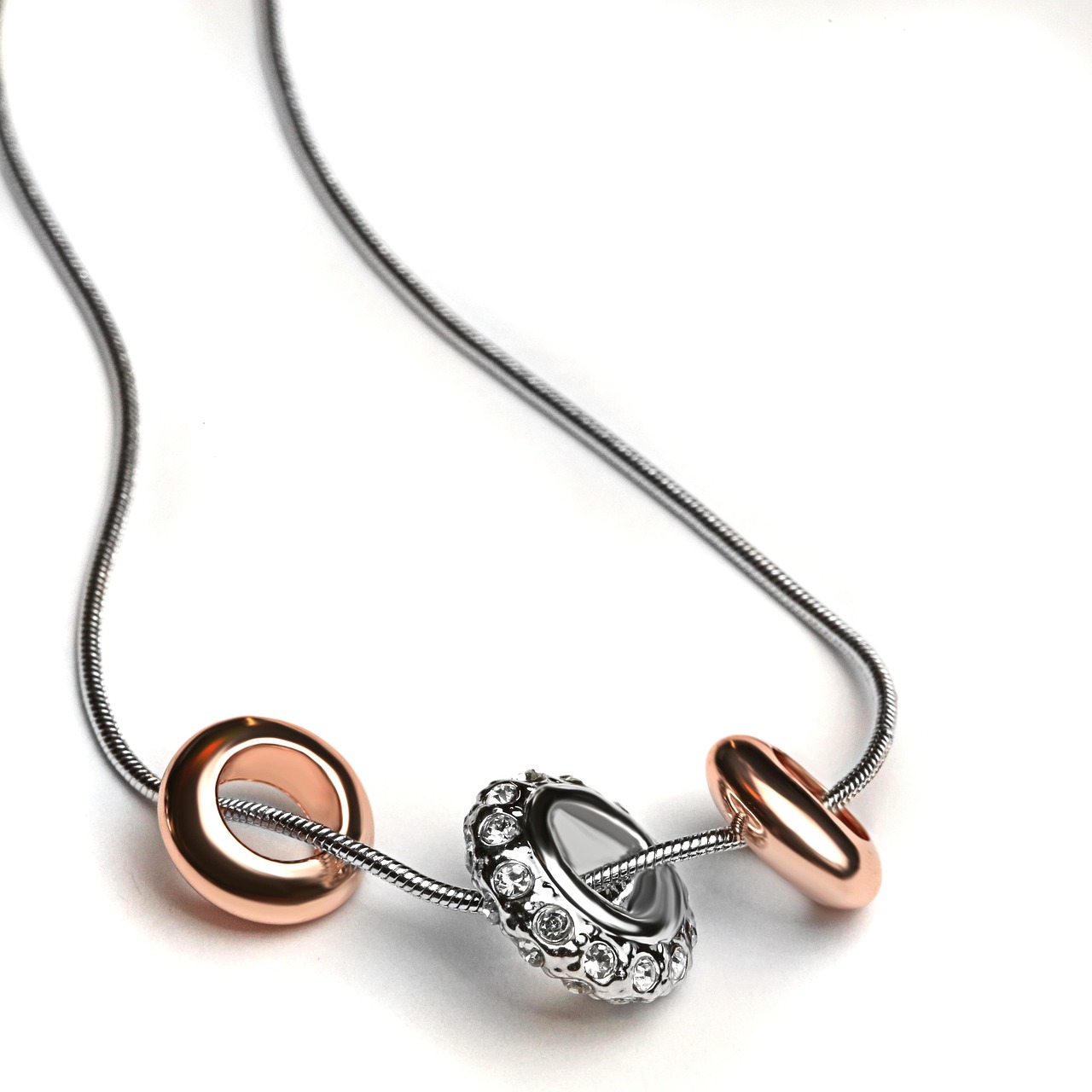 A silver and copper necklace